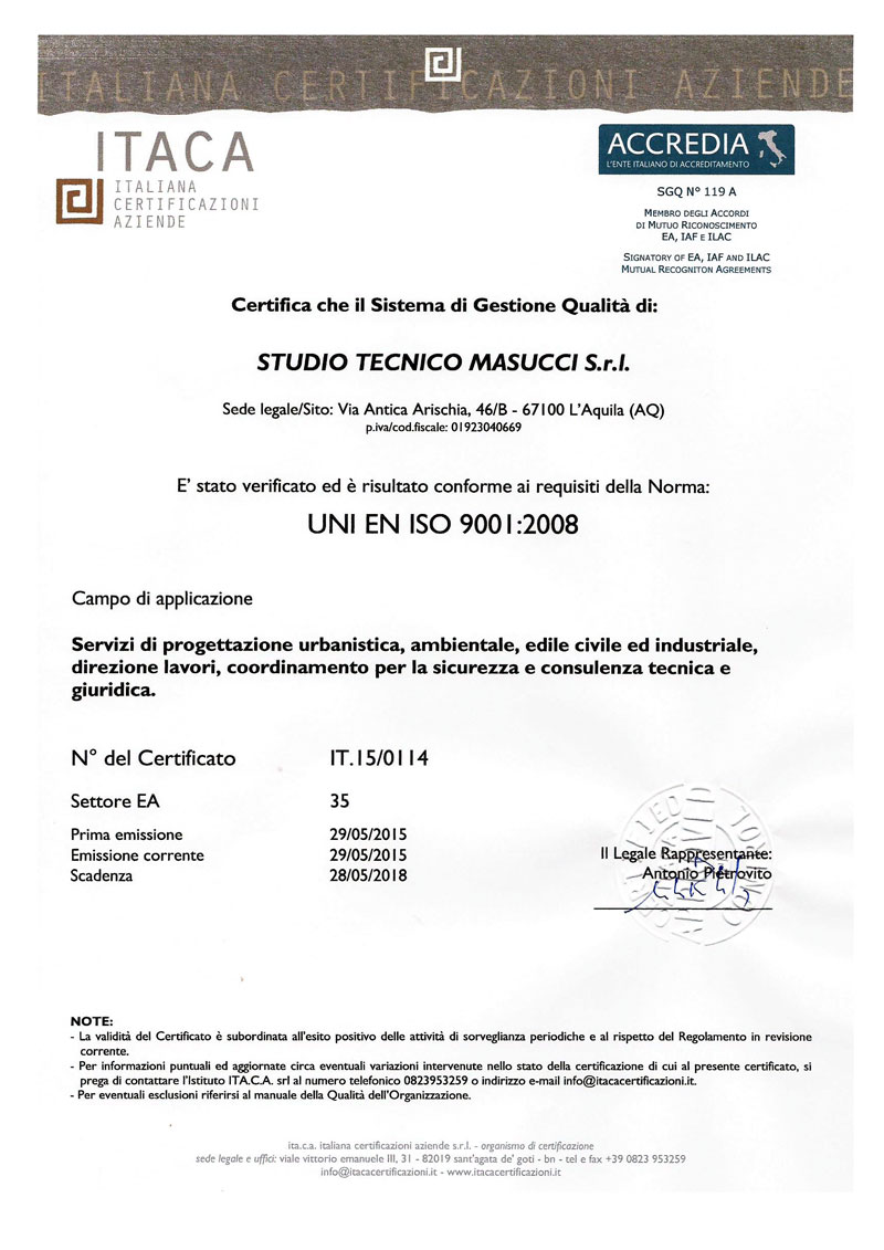 Certificato UNI EN 9001:2008